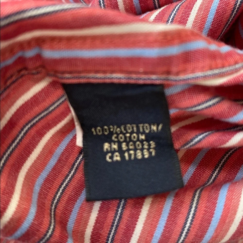 Banana Republic Mens Dress Shirt Coral Pink Striped Small
